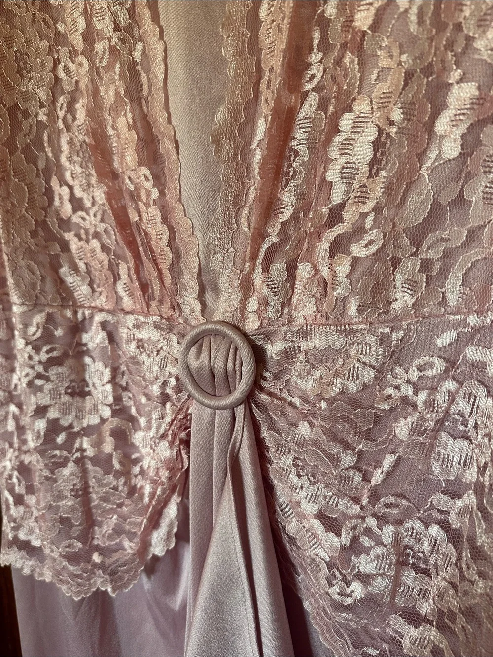 1980s Vintage Pink Lace Midi Cocktail Dress with Draped Front size XL
